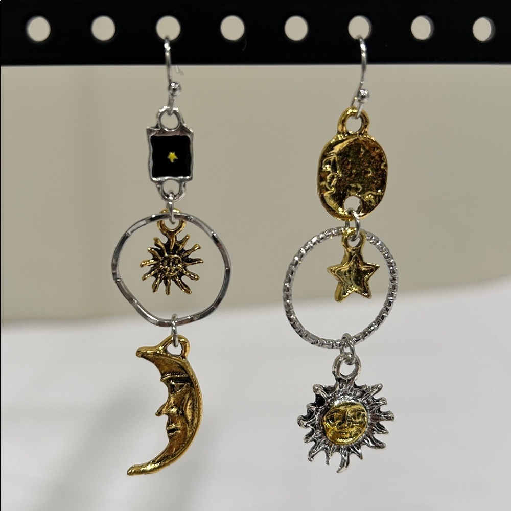 Gold and Silver Celestial Earrings